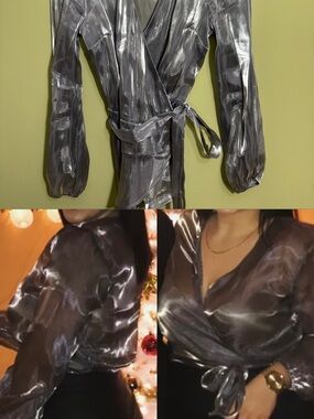 INC International Concepts Silver Metallic Top